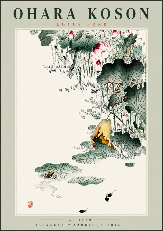 Ohara Koson Lotus Pond No4 - Poszter