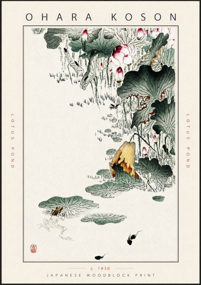 Ohara Koson Lotus Pond No5 - Poszter