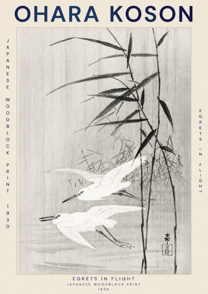 Ohara Koson Two Herons and Reeds No3 - Poszter