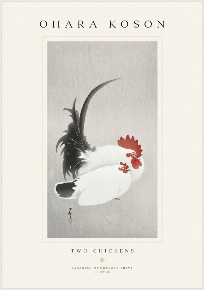 Ohara Koson Two Chickens No1 - Poszter