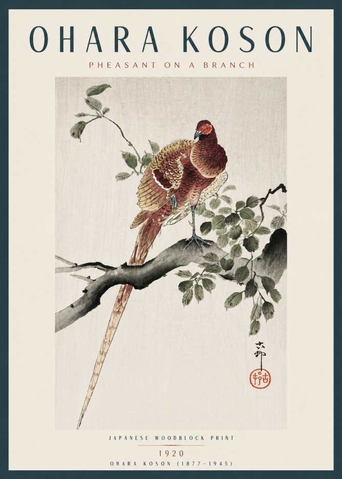 Ohara Koson Pheasant on a Branch No4 - Poszter