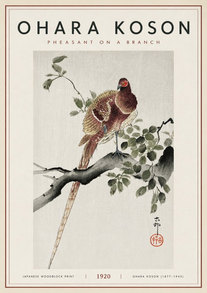 Ohara Koson Pheasant on a Branch No6 - Poszter