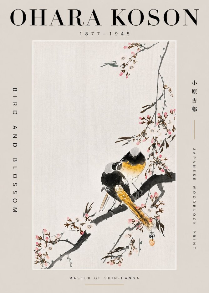 Ohara Koson Bird and Blossom No5 - Poszter