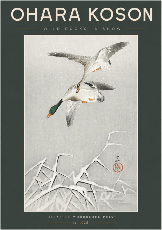 Ohara Koson Wild Ducks in Snow No2 - Poszter