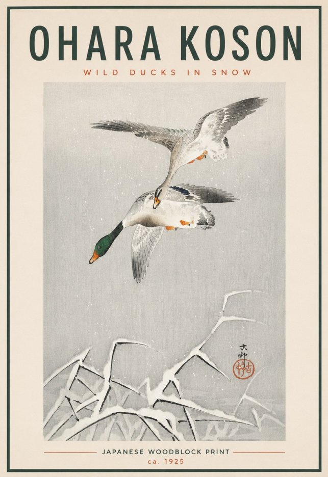 Ohara Koson Wild Ducks in Snow No4 - Poszter