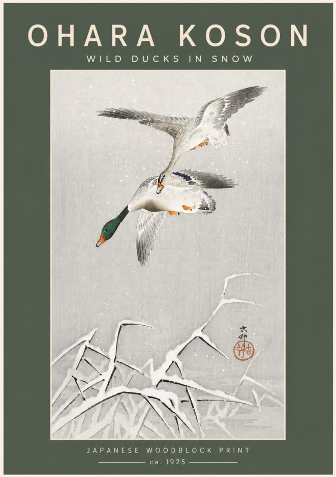 Ohara Koson Wild Ducks in Snow No5 - Poszter