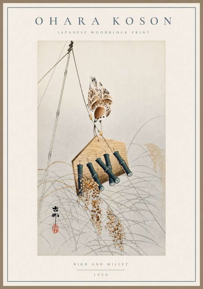 Ohara Koson Bird and Millet No3 - Poszter