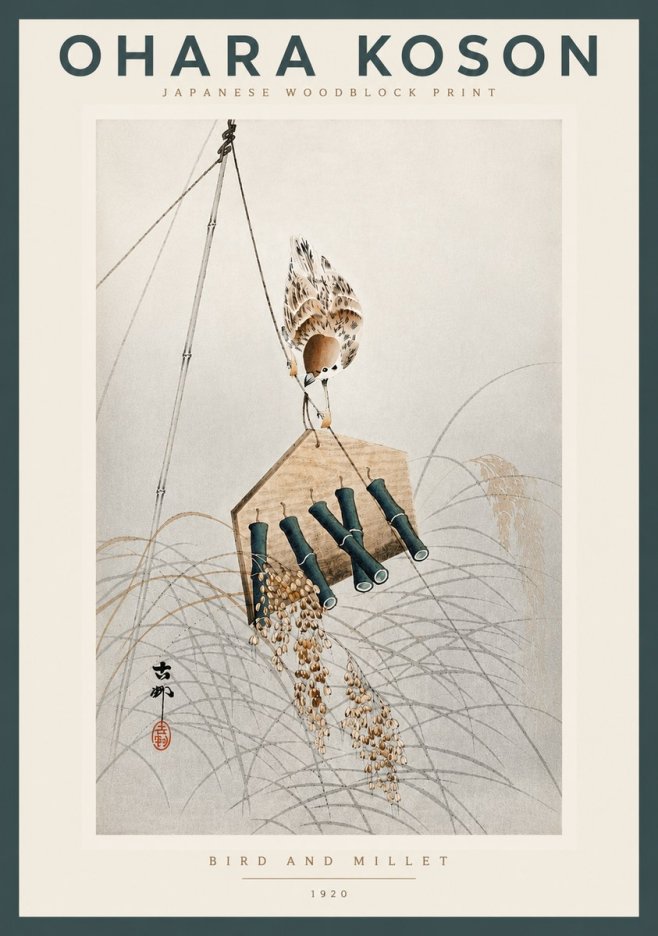 Ohara Koson Bird and Millet No4 - Poszter
