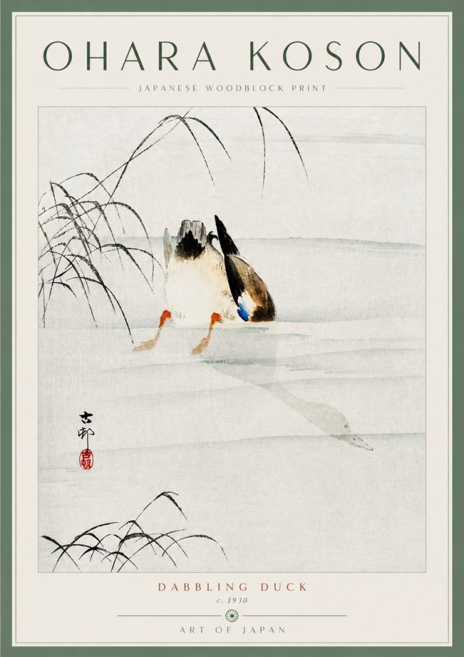 Ohara Koson Dabbling Duck No5 - Poszter