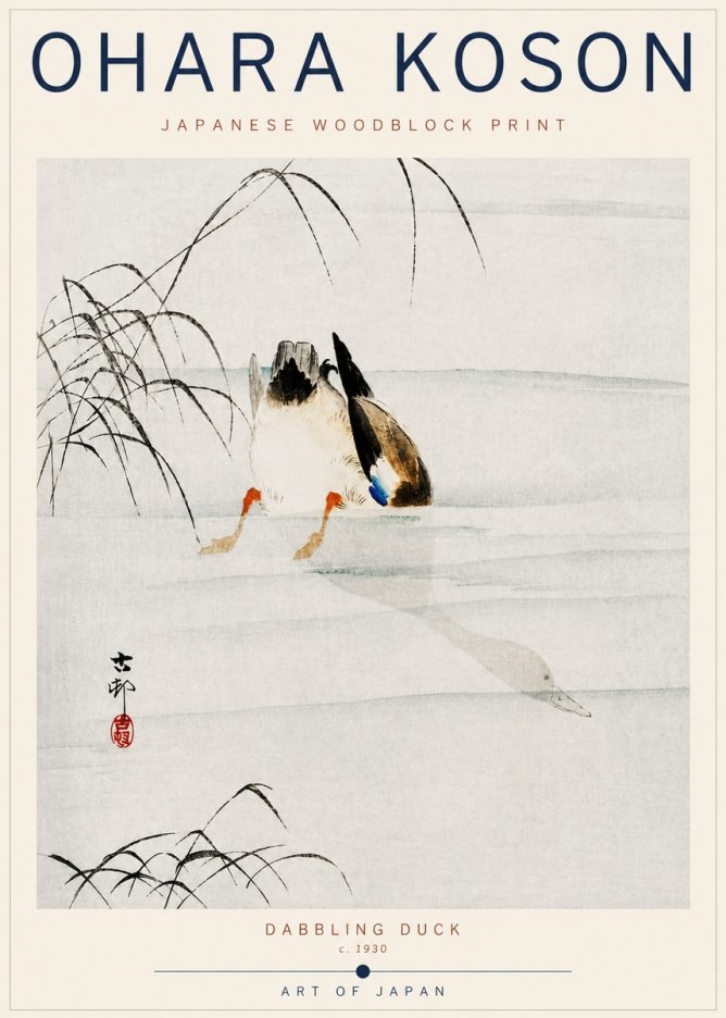 Ohara Koson Dabbling Duck No6 - Poszter