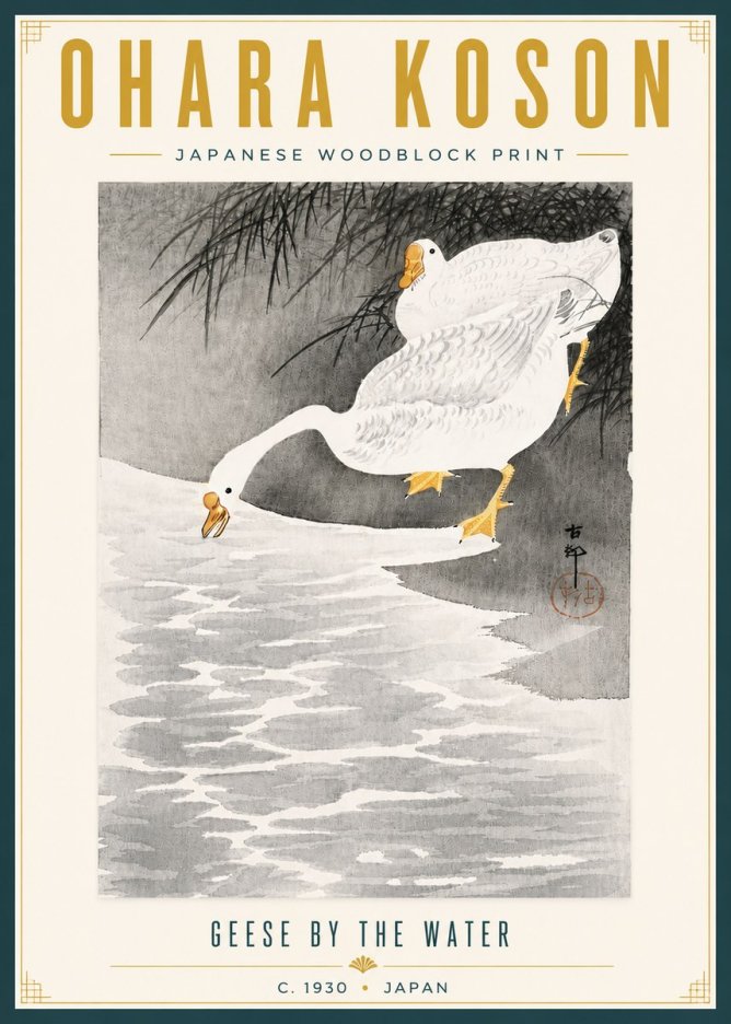 Ohara Koson Geese by the Water No6 - Poszter