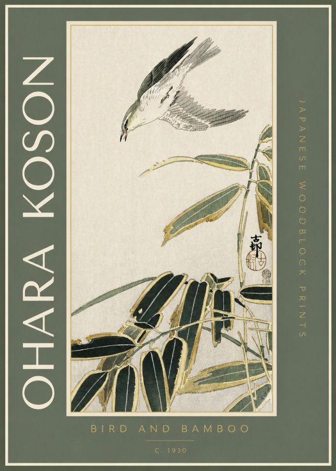 Ohara Koson Bird and Bamboo No2 - Poszter