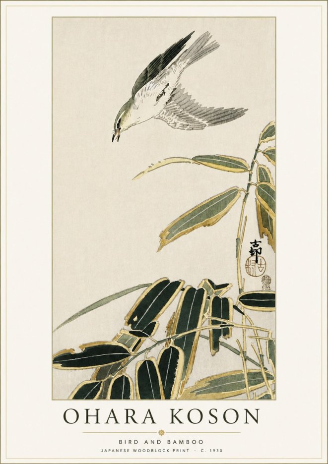 Ohara Koson Bird and Bamboo No4 - Poszter
