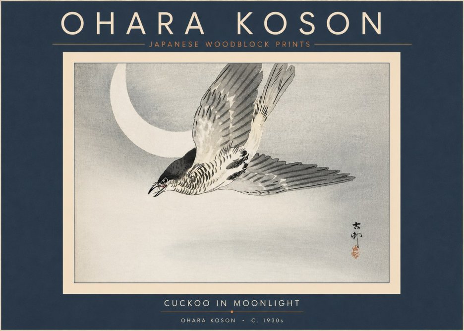 Ohara Koson Cuckoo in Moonlight No6 - Poszter