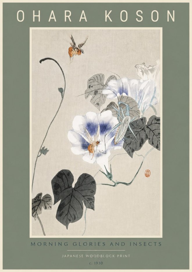 Ohara Koson Morning Glories and Insects No2 - Poszter