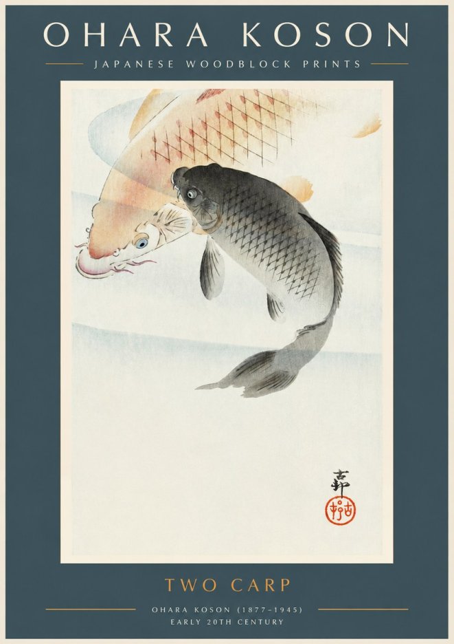 Ohara Koson Two Carp No2 - Poszter