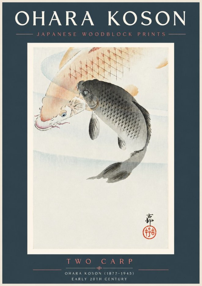 Ohara Koson Two Carp No5 - Poszter