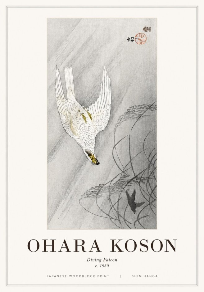Ohara Koson Diving Falcon No1 - Poszter