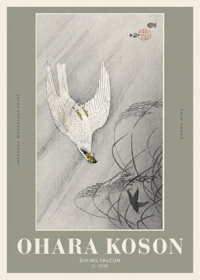 Ohara Koson Diving Falcon No2 - Poszter