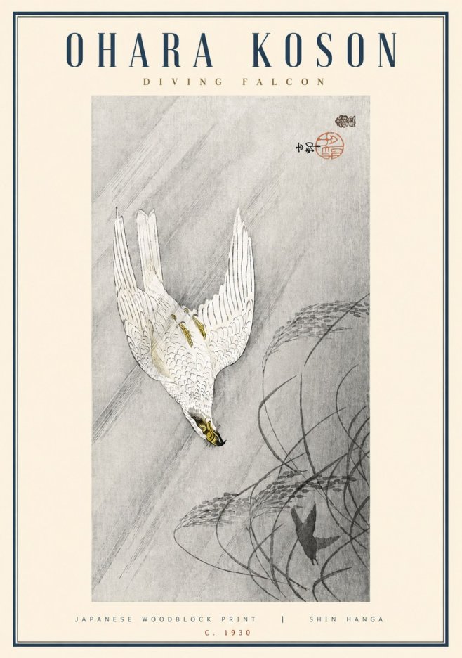 Ohara Koson Diving Falcon No3 - Poszter