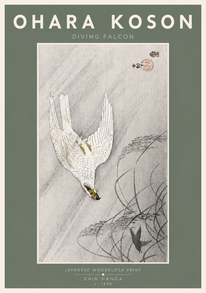 Ohara Koson Diving Falcon No4 - Poszter