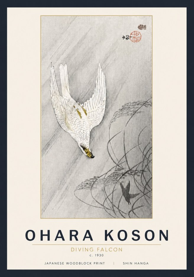 Ohara Koson Diving Falcon No5 - Poszter