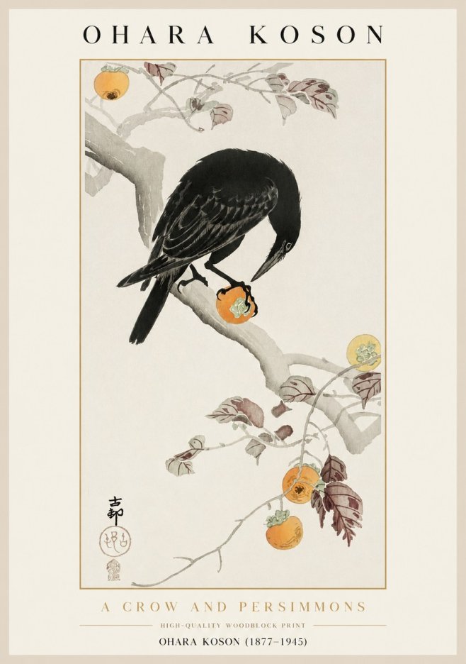 Ohara Koson A Crow and Persimmons No1 - Poszter