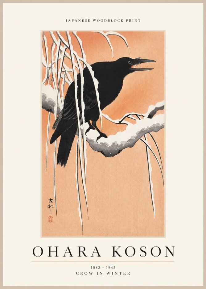 Ohara Koson Crow in Winter II No1 - Poszter