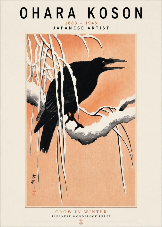 Ohara Koson Crow in Winter II No3 - Poszter