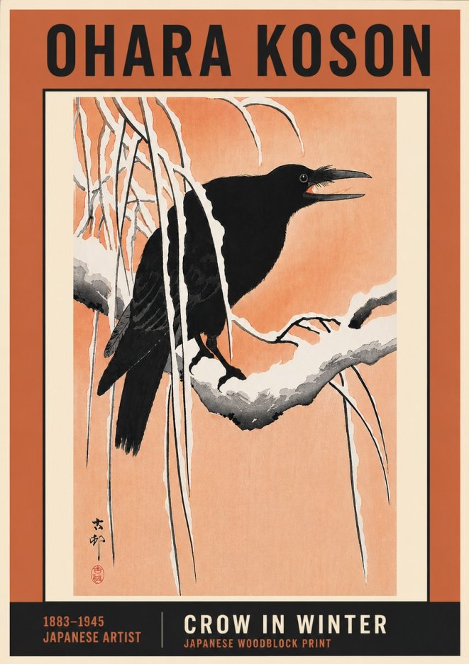 Ohara Koson Crow in Winter II No6 - Poszter