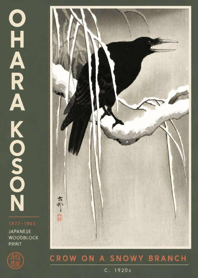 Ohara Koson Crow on a Snowy Branch III No3 - Poszter