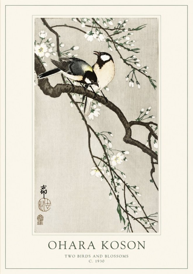 Ohara Koson Two Birds and Blossoms II No1 - Poszter