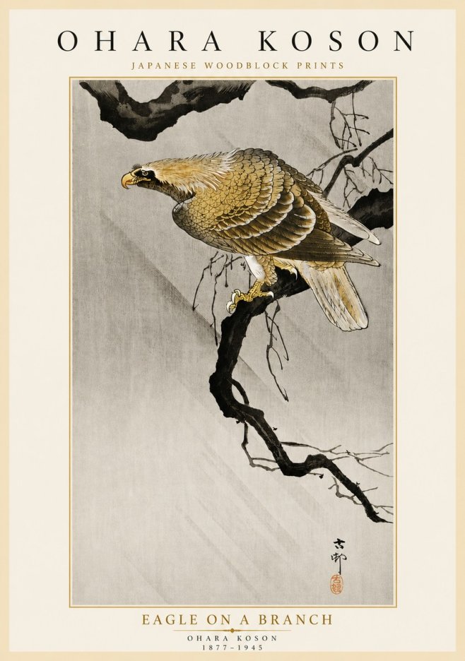 Ohara Koson Eagle on a Branch II No5 - Poszter