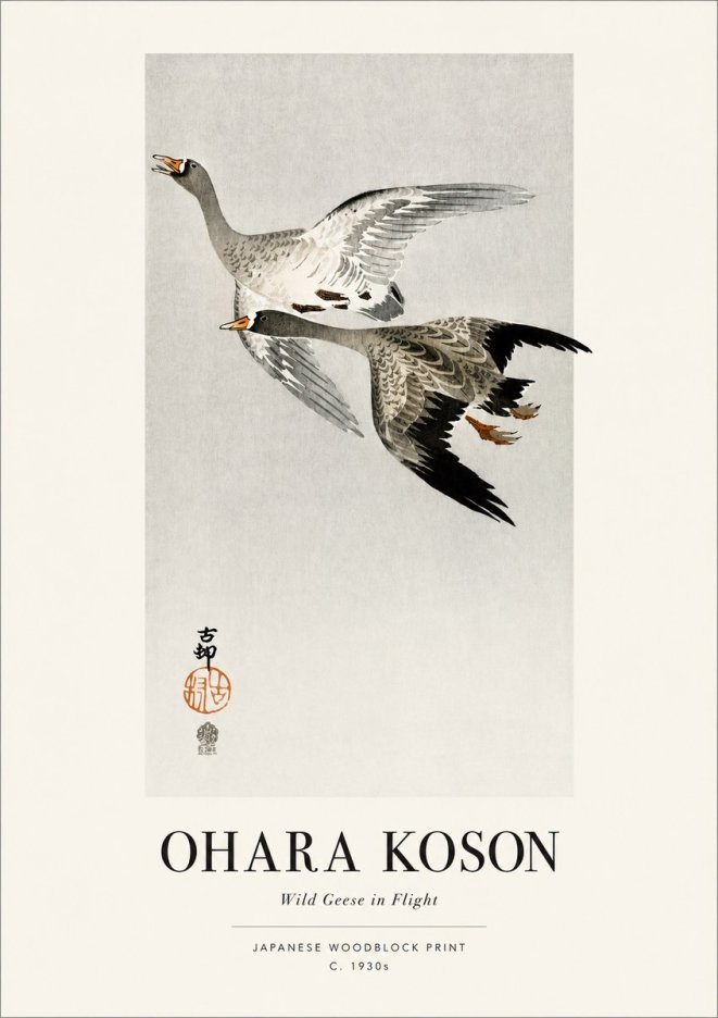 Ohara Koson Wild Geese in Flight III No1 - Poszter