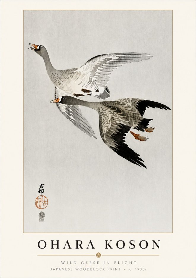 Ohara Koson Wild Geese in Flight III No3 - Poszter