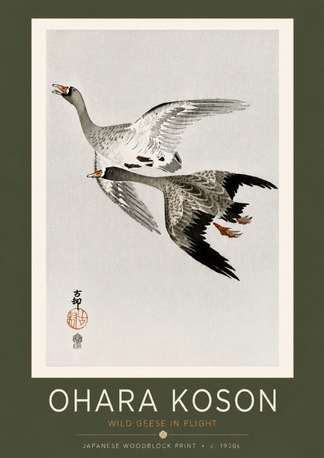 Ohara Koson Wild Geese in Flight III No4 - Poszter