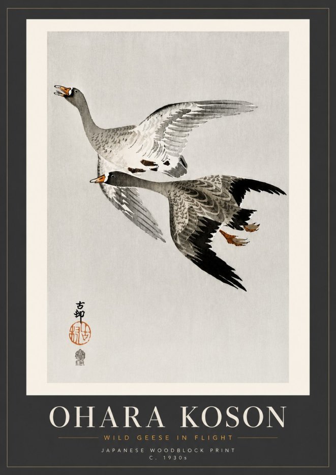 Ohara Koson Wild Geese in Flight III No5 - Poszter