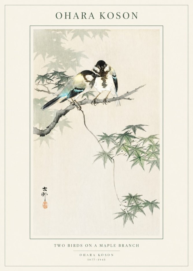 Ohara Koson Two Birds on a Maple Branch No1 - Poszter