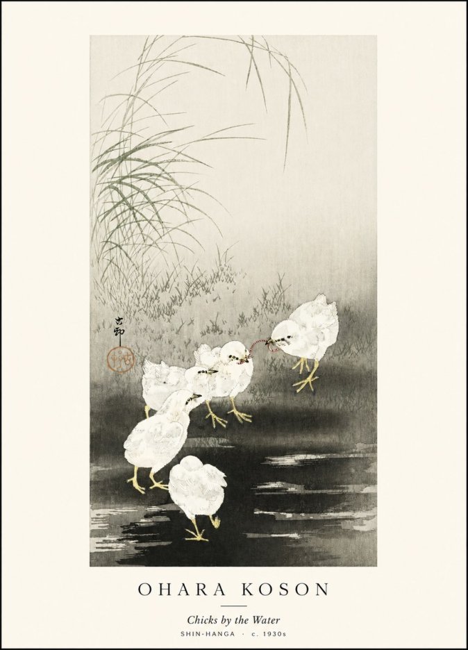 Ohara Koson Chicks by the Water No1 - Poszter
