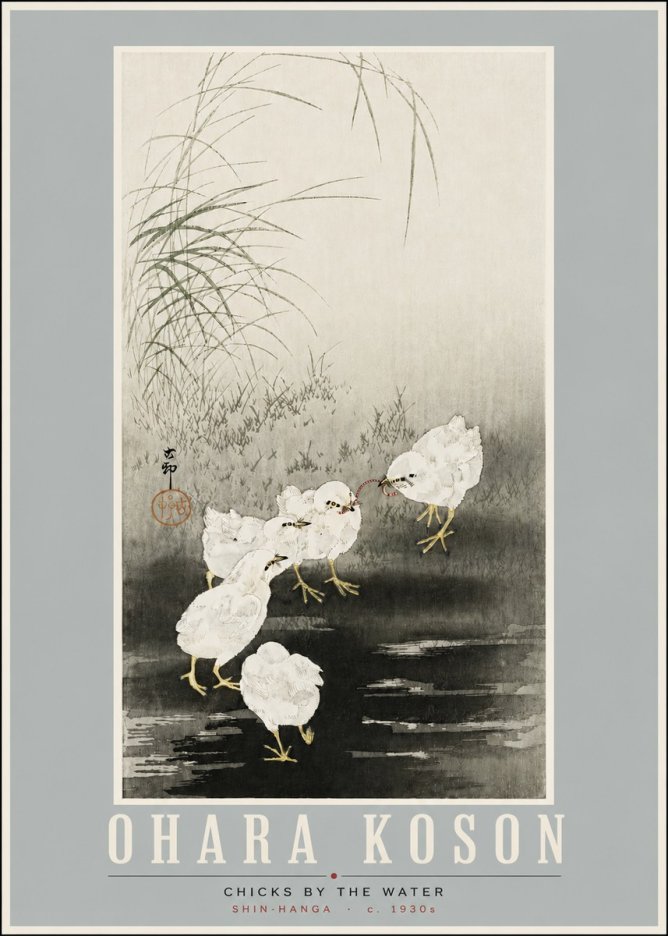Ohara Koson Chicks by the Water No4 - Poszter