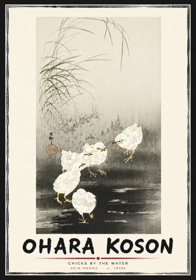 Ohara Koson Chicks by the Water No5 - Poszter