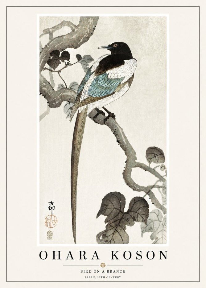 Ohara Koson Bird on a Branch IV No1 - Poszter