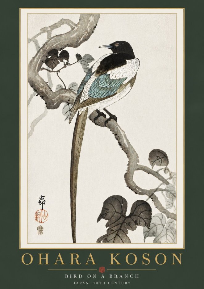 Ohara Koson Bird on a Branch IV No4 - Poszter