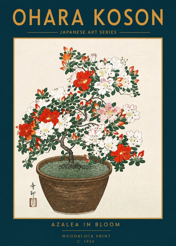Ohara Koson Azalea in Bloom No4 - Poszter