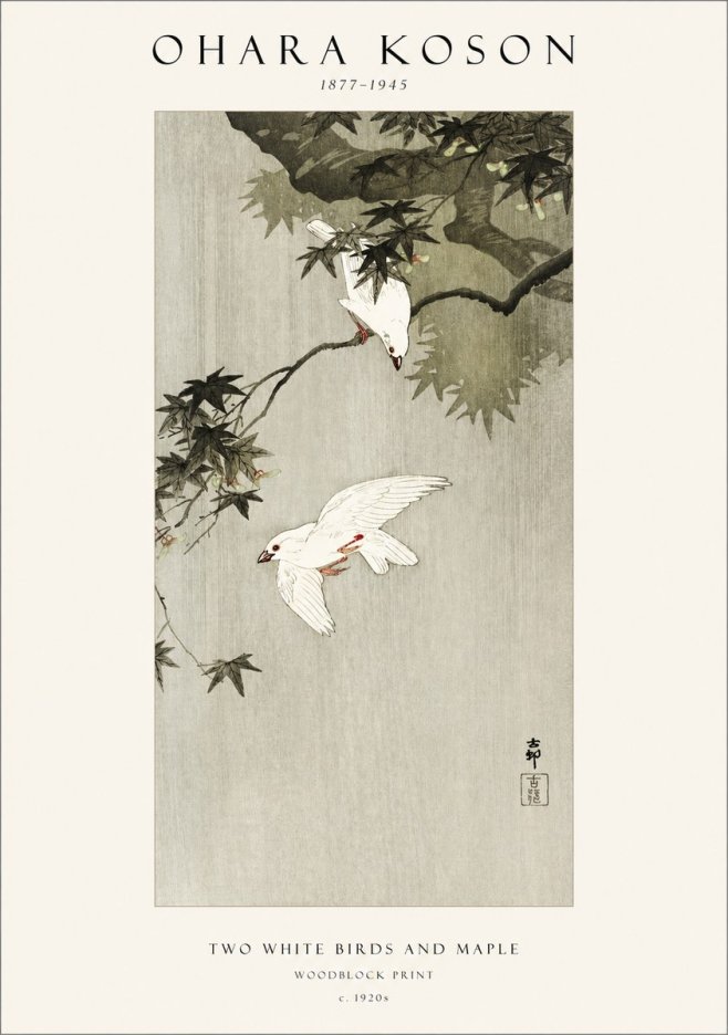 Ohara Koson Two White Birds and Maple No1 - Poszter