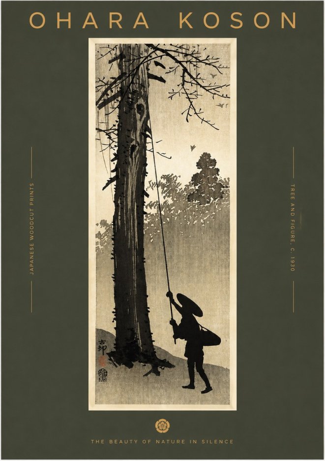 Ohara Koson Tree and Figure No2 - Poszter