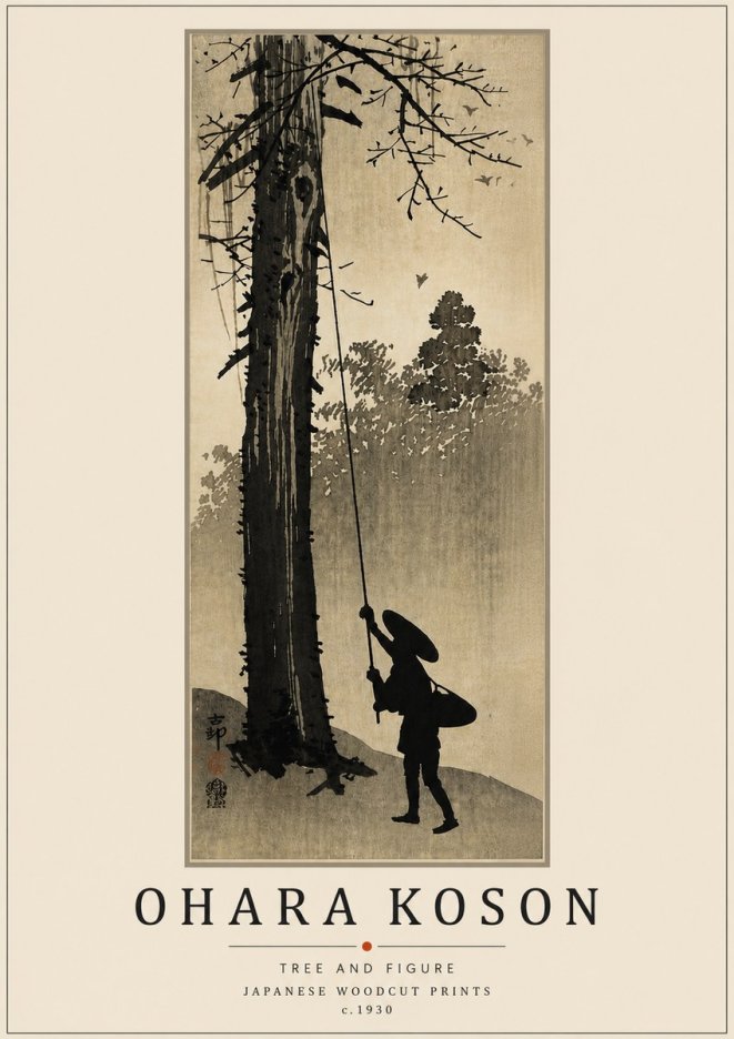 Ohara Koson Tree and Figure No5 - Poszter
