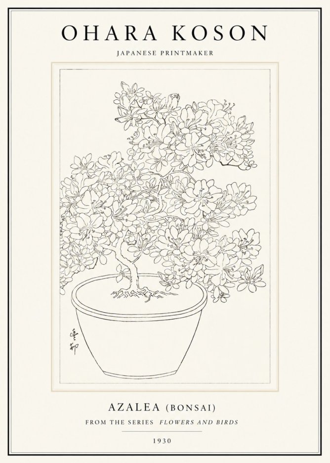 Ohara Koson Azalea (Bonsai) No1 - Poszter
