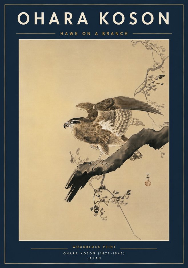 Ohara Koson Hawk on a Branch I No6 - Poszter