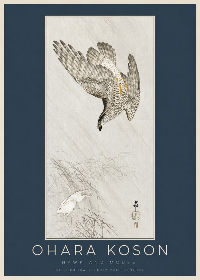 Ohara Koson Hawk and Mouse No2 - Poszter